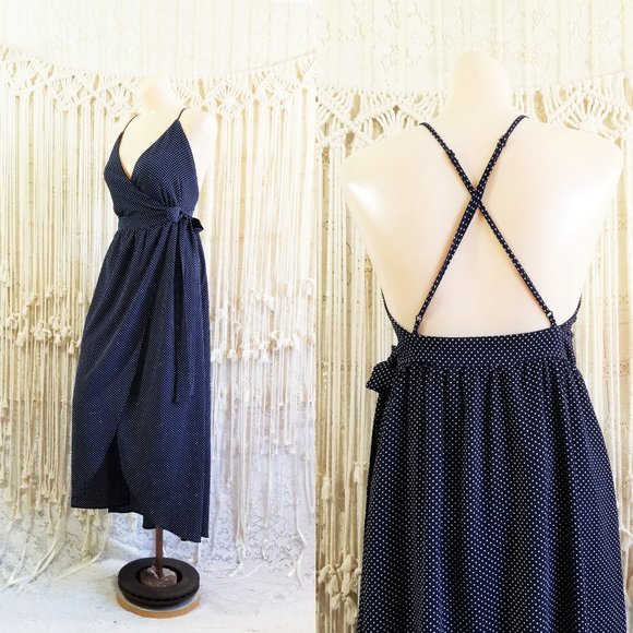 Urban Outfitters Dresses & Skirts - {euc} UO Polka Dot Strappy Back Wrap Sundress 🌻